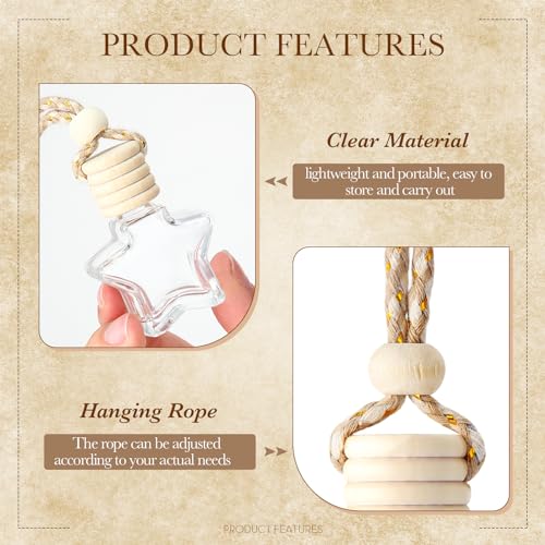 50 Pcs Hanging Car Air Freshener Car Diffuser Bottles Empty Glass Perfume Bottle Freshener Diffuser Bottle Pendant for Essential Oil Fragrance Aromatherapy Ornament (50 Count)
