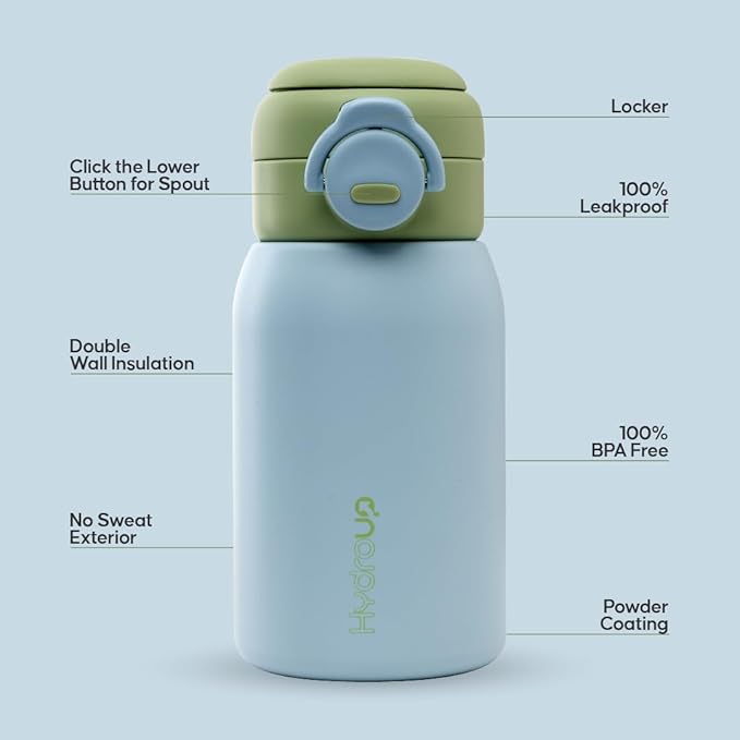 Kids Water Bottle 16oz – Stainless Steel Vacuum Insulated, Leakproof with 2-in1 Straw & Chug Lid, BPA-Free, Durable for School and Sports