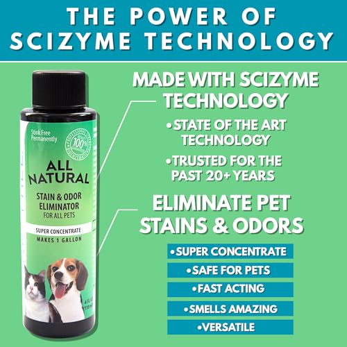 All Natural Stain & Urine Odor Eliminator Pet Enzyme Cleaner. Makes 1 Gallon. Dog & Cat Pee Smell Remover. Best Spray for Carpet (128 Fl Oz)