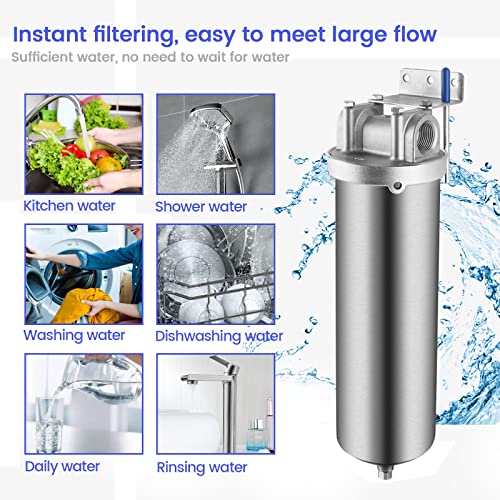 NSF ANSI 42 Certification 304 Stainless Steel Filter Housing for 10"Filter Cartridge