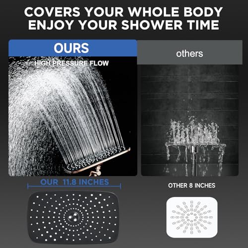 Rose Gold 11.8" High Pressure Shower Head with Handheld