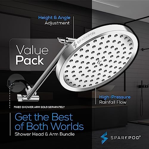 8" Round Rain Shower Head with 11" Shower Arm