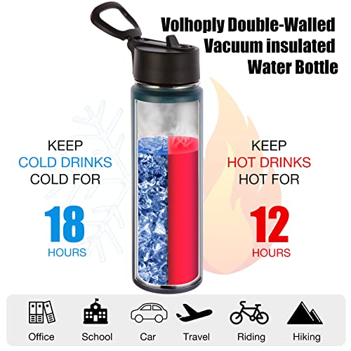Insulated Water Bottles with Straw Bulk 4 Pack (4 Count)