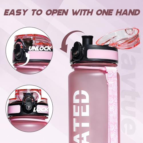 Water Bottle 32 oz Motivational Time Marker Tritan Bottle