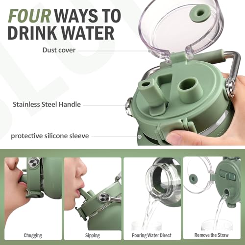 100 oz Glass Water Bottle with Straw