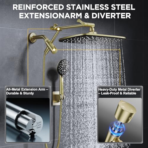 Gold 11.8" High Pressure Shower Head with Handheld