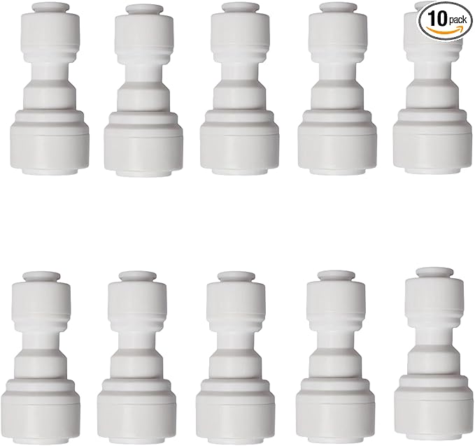 10 PCS OD Reducing Union Connector 1/4 inch to 3/8 inch OD Quick Straight Push Connector Water Tube Pipe Fitting Kit for RO Water Systems Purifiers Filters - AquaVibe