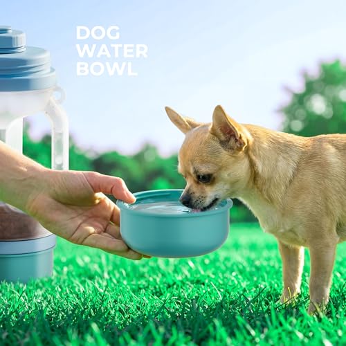 Dog Water Bottle Portable 20.3oz with Food Container & 2 Bowls