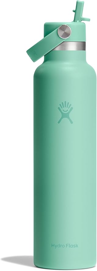 Hydro Flask Water Bottle - Insulated Stainless Steel - Straw Lid, Non Spill, Leakproof in 24 Oz Mermaid Green