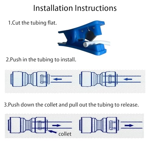 NSF 1 4" inch Water Line Tubing and Push to Connect Fittings for Reverse Osmosis Water Filter RO fittings
