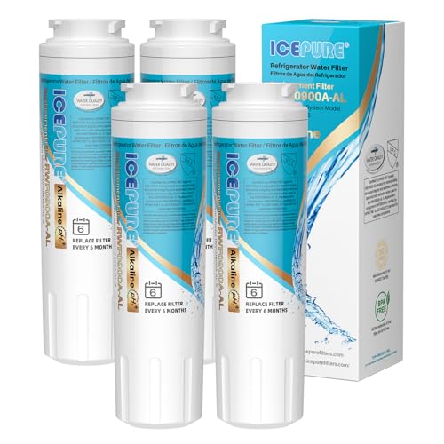 Alkaline UKF8001 Refrigerator Water Filter Replacement for Whirlpool EDR4RXD1 (4 Count)