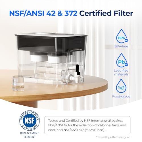 WFD-22L-DF Water Filter Dispenser, 40-Cup Water Purifier, Black (2 Count)