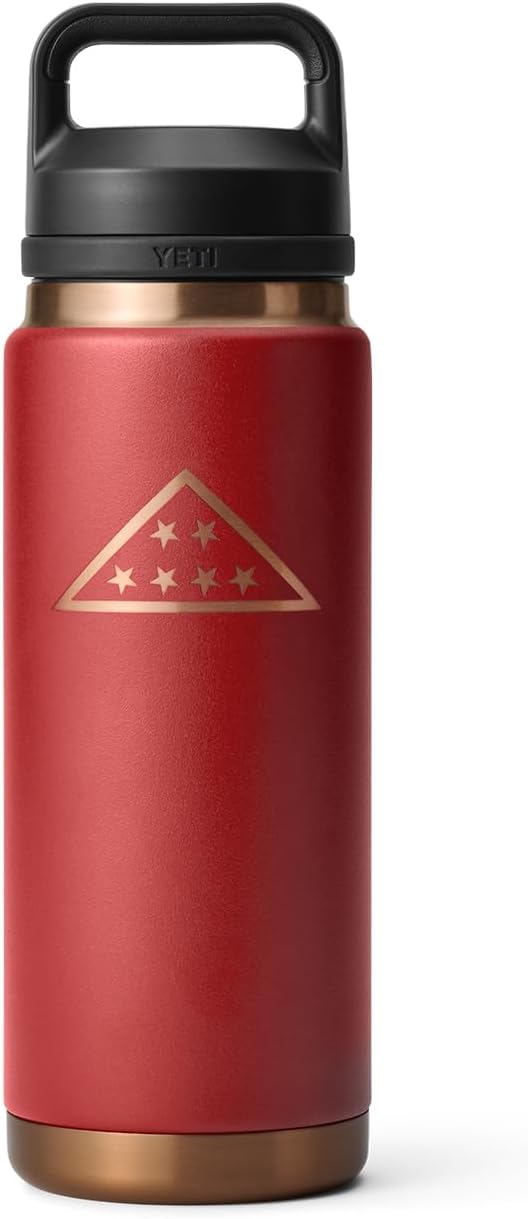 YETI Rambler 26 oz Bottle, Leakproof, Vacuum Insulated, Stainless Steel with Chug Cap, Folds of Honor - Brick