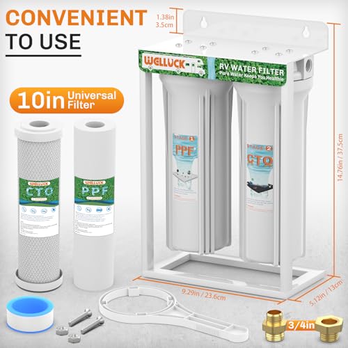 External RV Dual Water Filter System Reduce Chlorine and Odor