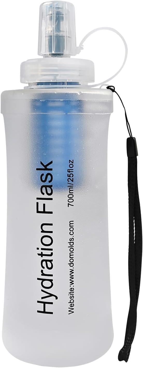 700ML Soft Flask with Water Filter for Hiking, Camping & Travel - Collapsible TPU Water Bottle, 0.1 Micrometer Hollow Fiber Membrane for Clearer, Better Tasting Outdoor Water(White)