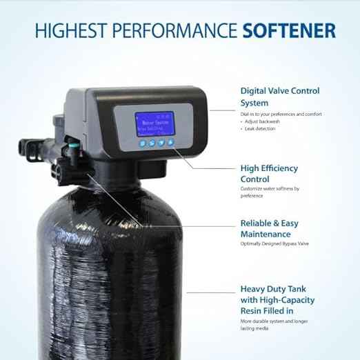 APEC SOFTENER-HE-30-FG Water Softener, Treats Whole House 1-3 bathrooms, 30K Grains, Luxurious Spa Quality Soft Water, Highly Efficient Digital Control Microprocessor