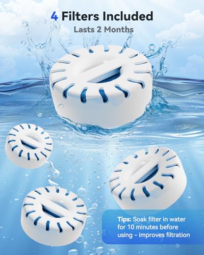 4 Pack Replacement Water Filters for IAD Large Dog Water Fountain