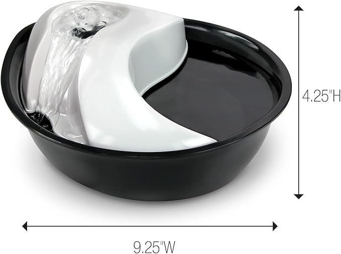 Pioneer Pet Raindrop Fountain, Pet Drinking Fountains (60 oz., Plastic -Black & White)