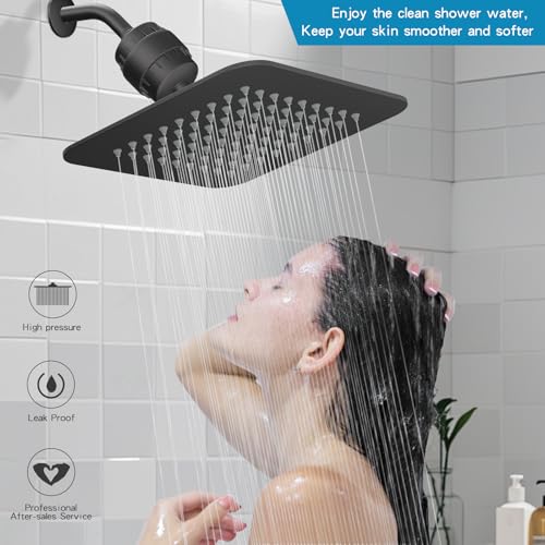 8'' High Pressure Filtered Shower Head Combo 20 Stage Shower Filter for Hard Water