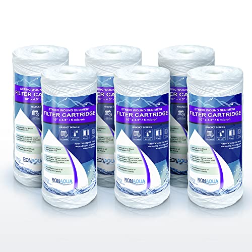 High Capacity Wound String 5 Micron Sediment Water Filter Cartridge 10” x 4.5” Removes Sand