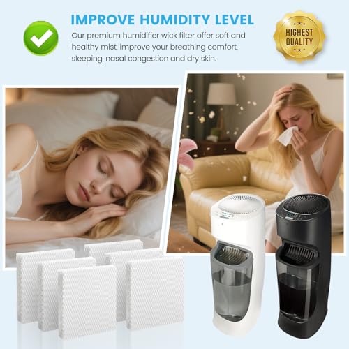 6 Pcs HFT600 Humidifier Wicking Filter T for Honeywell HEV615 HEV620 Series (6 Count)