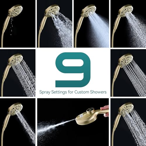 Foldable Rainfall Shower Head 9 Spray Settings