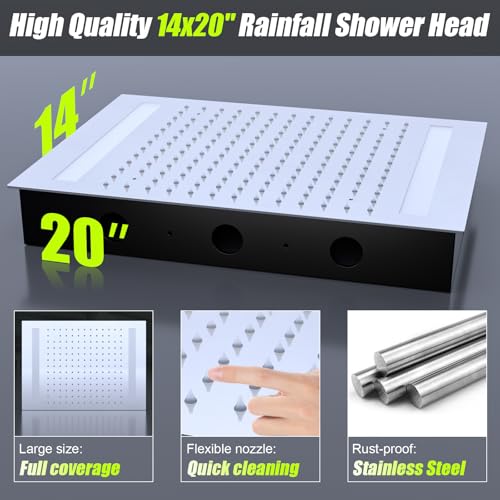 14x20 Inch LED Rainfall Shower Head