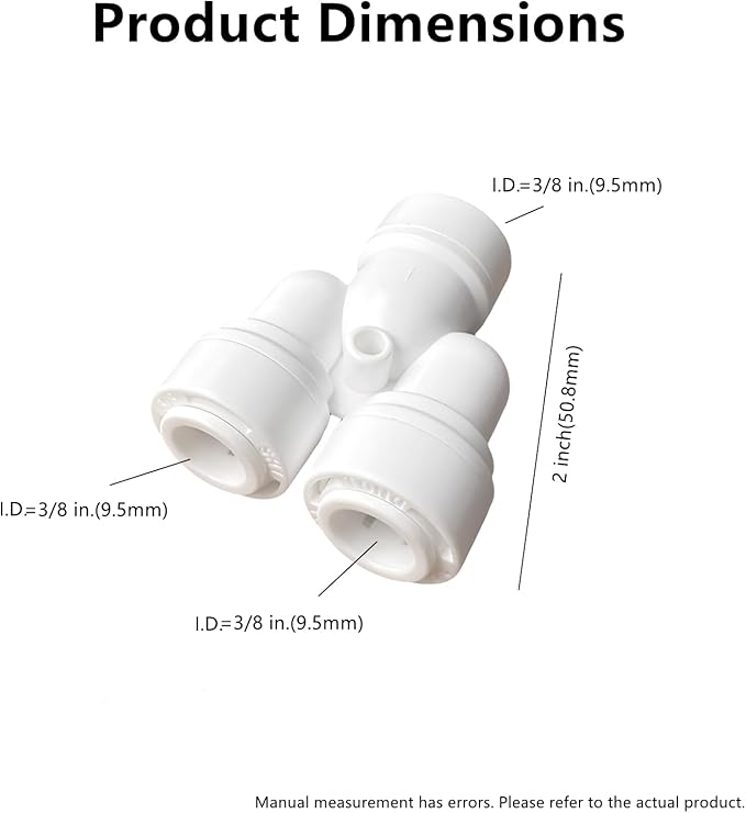 RO Fittings Y Type 3/8 inch Tubing OD Use Two Way Water Line Splitter Quick Connect Tube Fittings Push to Connect Plastic Connectors for Water Filtration System(Pack of 5) - AquaVibe