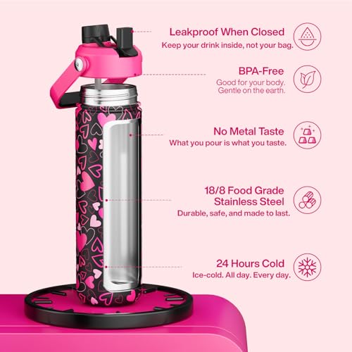 Insulated Water Bottle with Straw Stainless Steel Water Bottle