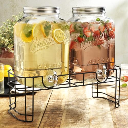 2 GALLON 2 PACK Glass Drink Dispensers for Parties