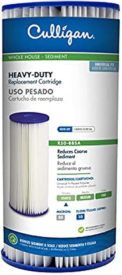 Culligan R50-BBSA Whole House Water Filter Replacememt - Premium 50 Micron 10”x4.5” Long Lasting Water Filter Cartridge Compatible with Many other Home Water Filtration Systems