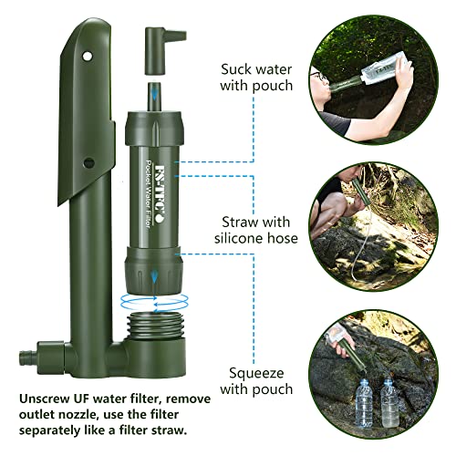 Pocket Water Filter Survival 0.01 Micron Water Purifier Emergency Survival Gear for Drinking Backpacking Hiking Camping Outdoor Filtration