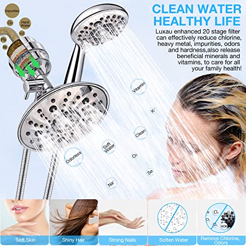 Dual Filtered Shower Head Showerhead 79" Hose Handheld Sprayer Combo
