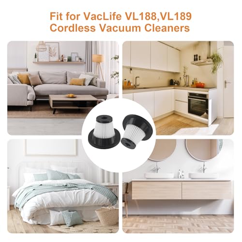 8Pcs Replacement Filters for For VacLife VL188 And VL189 Cordless Vacuum Cleaners (8 Count)