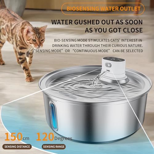 Wireless Cat Water Fountain Stainless Steel