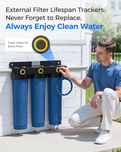 WHF3E-SKH 3-Stage Whole House Water Filter System, 20" x 4.5"