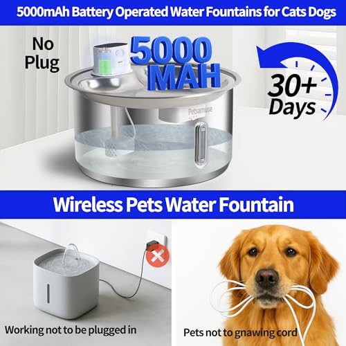 2.8Gal 11L Cordless Dog Water Fountain for Large Dogs
