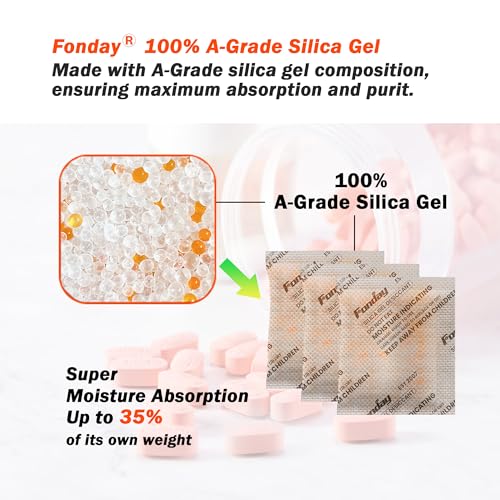 50Gram 10Packets Fonday Moisture Indicating Silica Gel Desiccant Packs (10 Count)