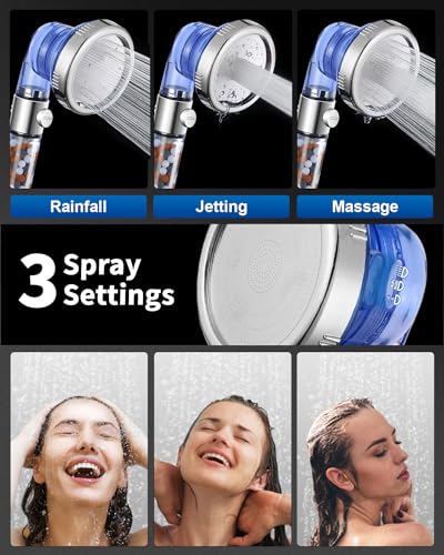 Filtered Shower Head for Hard Water with Stop