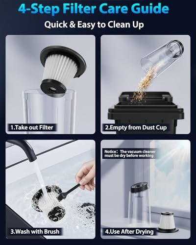 Handheld Vacuum Cordless 1.1 Pounds Car Vac 10000PA Hand Held Vacuums 4