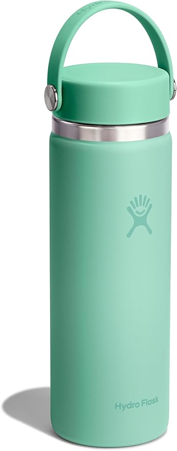 Hydro Flask Water Bottle - Insulated Stainless Steel - Wide Mouth Flex Lid, Non Spill, Leakproof and Refillable in 20 Oz Mermaid Green