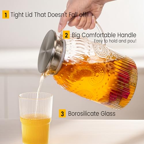 Vintage Glass Pitcher with Lid