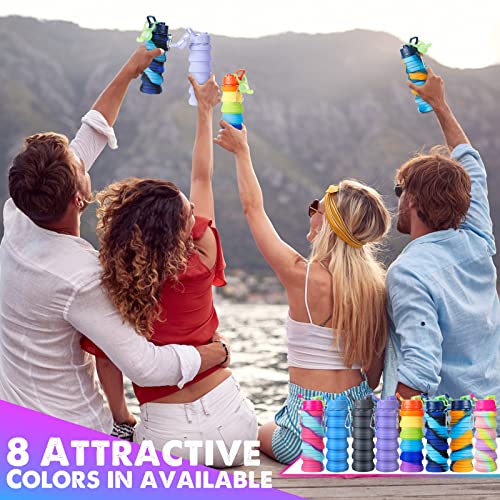 8 Pcs Collapsible Water Bottles 16 oz Foldable Travel Bottles Bulk (8 Count)