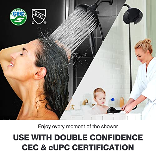 2 in 1 Shower Head with Handheld Combo High Pressure Black 1.8 GPM