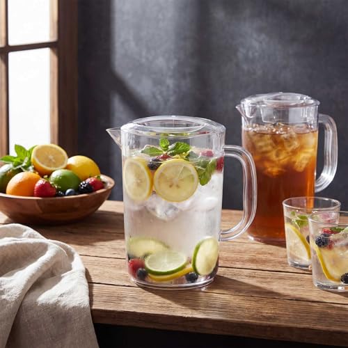 Tessco 12 Pcs Plastic Pitchers 60 Oz Clear Water Beer Jug Large (12 Count)
