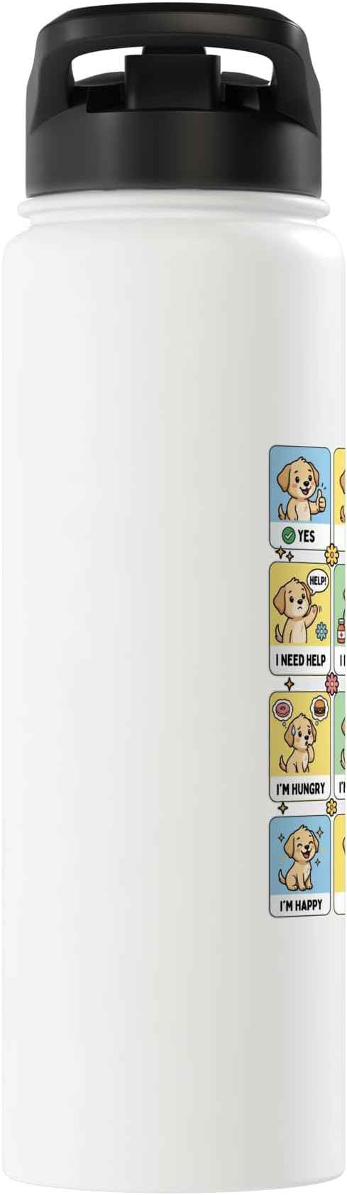 Autism ACC Communication Dog Lovers Kids Cute Autistic Stainless Steel Insulated Water Bottle