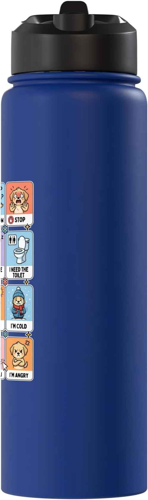 Autism ACC Communication Dog Lovers Kids Cute Autistic Stainless Steel Insulated Water Bottle