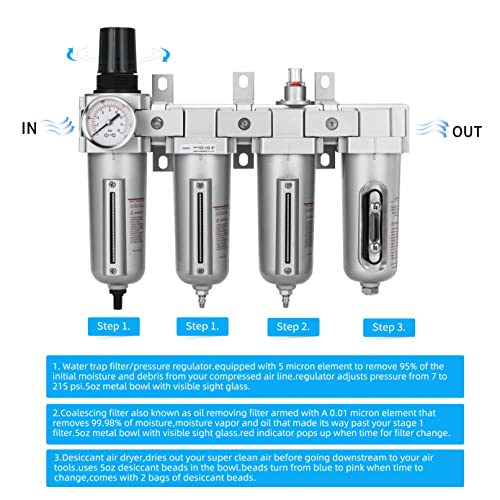 1 2" NPT Air Compressor Filter Dryer Regulator