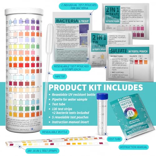 22 in 1 Drinking Water Test Kit 130 Strips (130 Count)