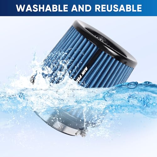 3 3.5 4 Inches Cold Air Intake Filter 76mm 89mm 101mm High Performance Washable Clamp